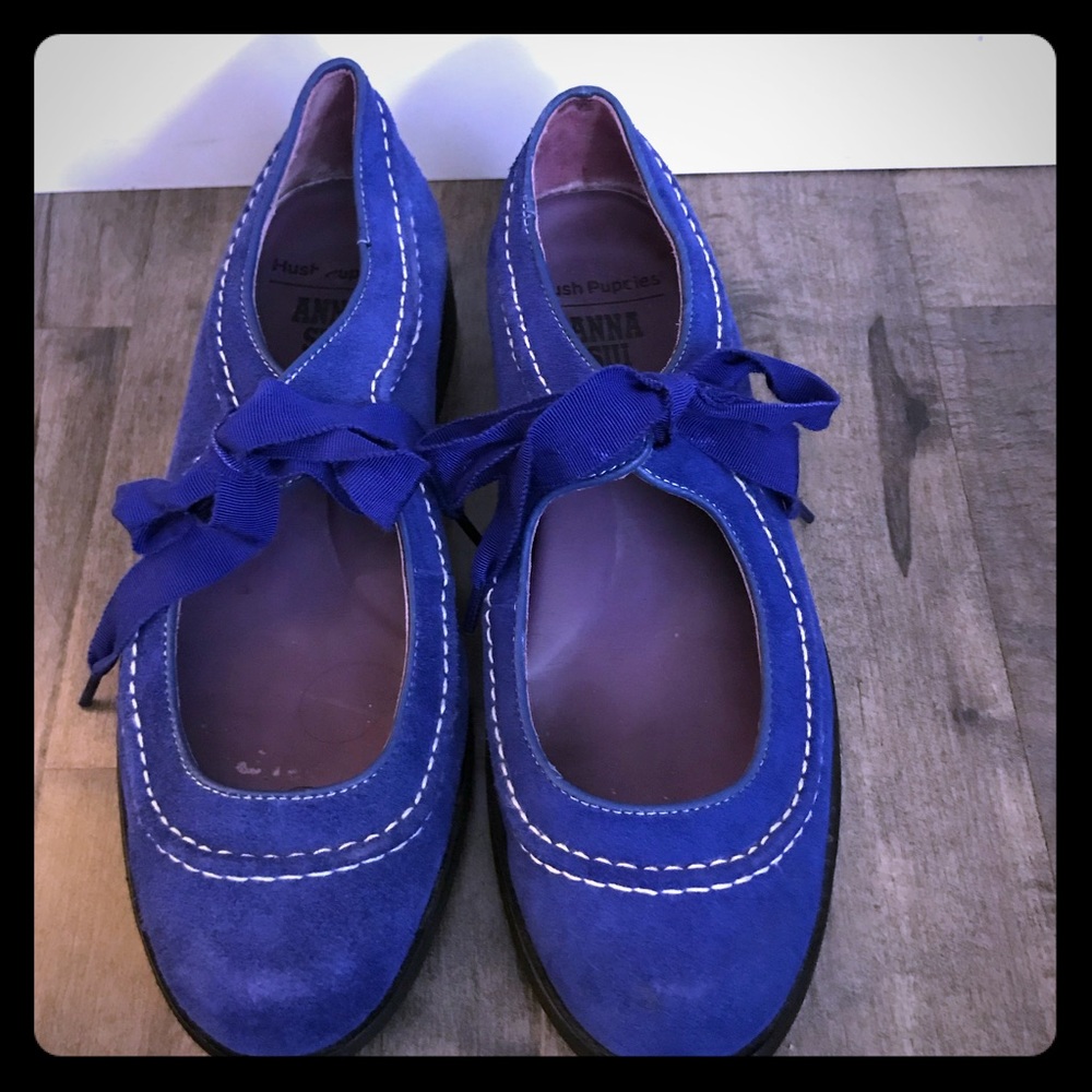 Blue suede Hush Puppy Flats
